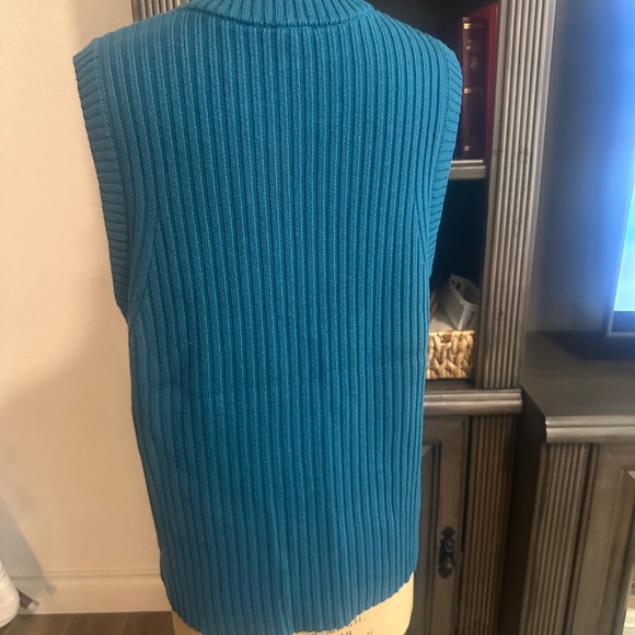 Talbots Teal Ribbed Sweater Vest with Zipper - Picture 2 of 6